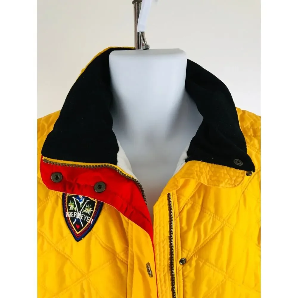 Obermeyer‎ Ski Vest Zip Buttons Yellow Patches Womens Size 14
